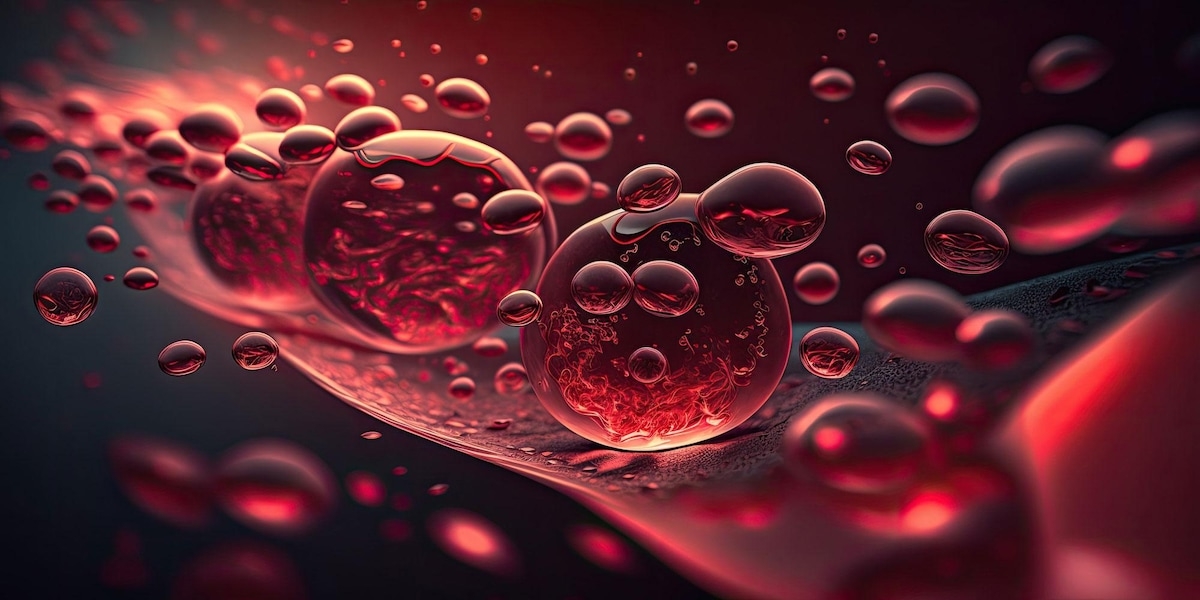 stylised view of red blood cells travelling through the bloodstream