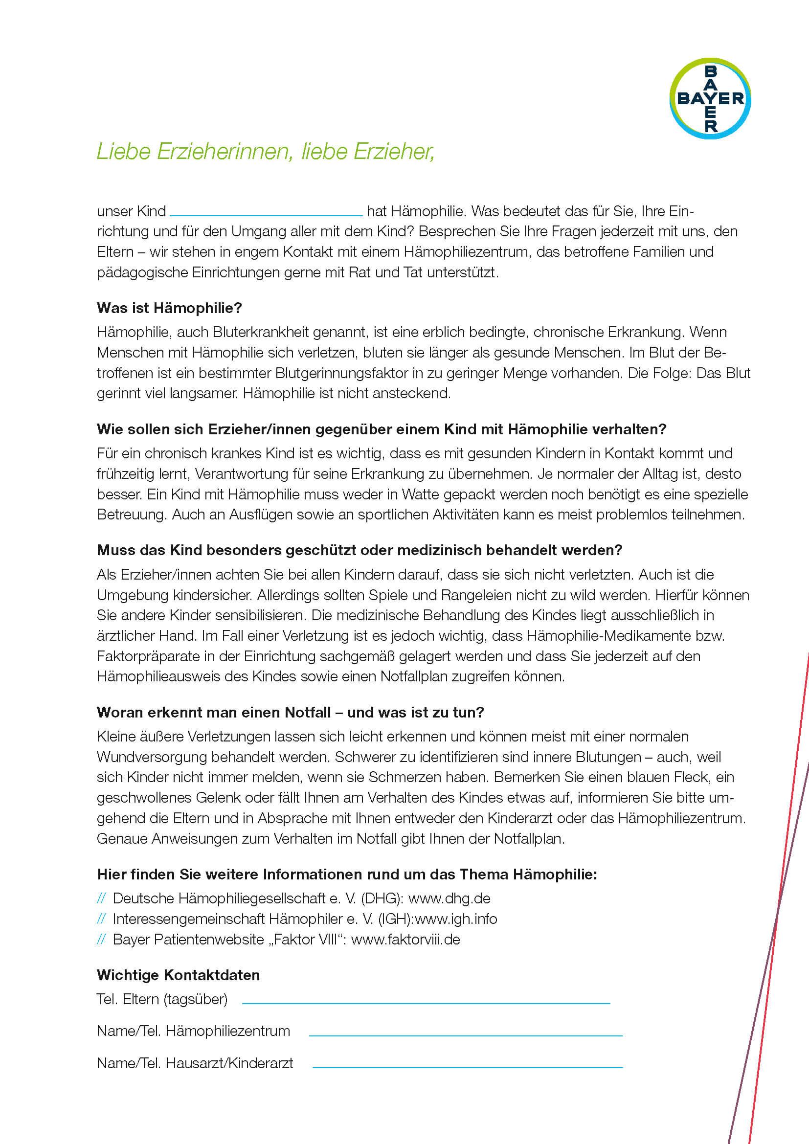 Informationen für Erzieher