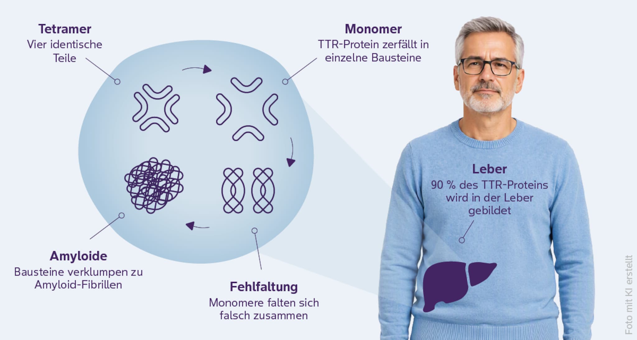 TTR Pathogenese Grafische Darstellung der Pathogenese bei ATTR-Amyloidose