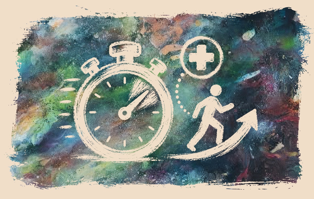 Icon Uhr auf buntem Hintergrund